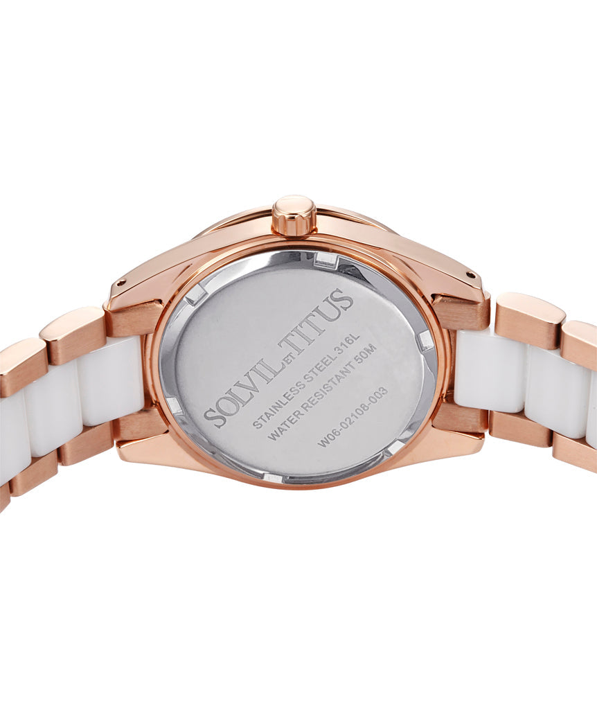 Perse Multi-Function Quartz Stainless Steel with Ceramic Watch W06-02108-003