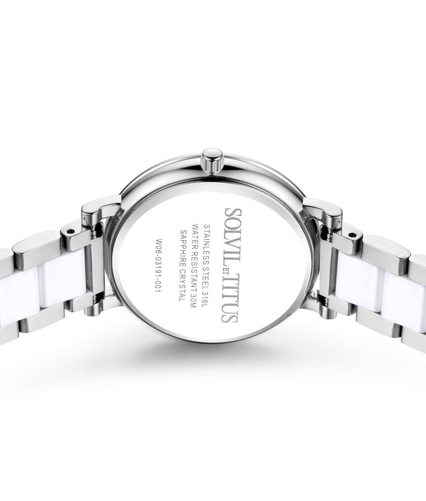 Chandelier 3 Hands Date Quartz Stainless Steel with Ceramic Watch W06-03191-001