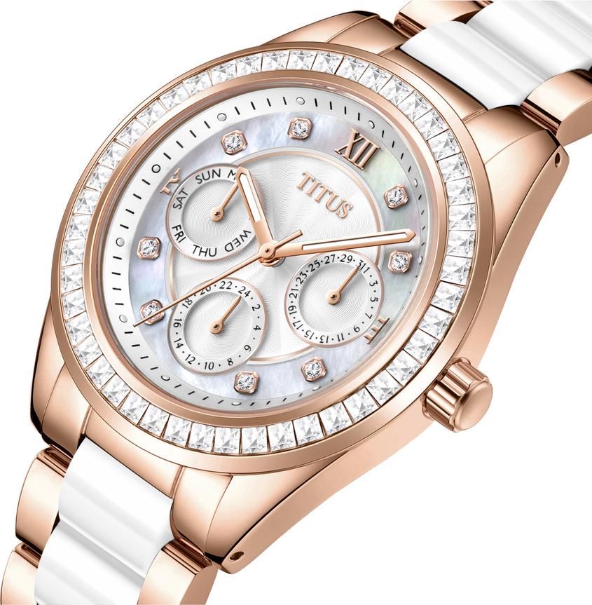 Perse Multi-Function Quartz Stainless Steel with Ceramic Watch W06-03203-002