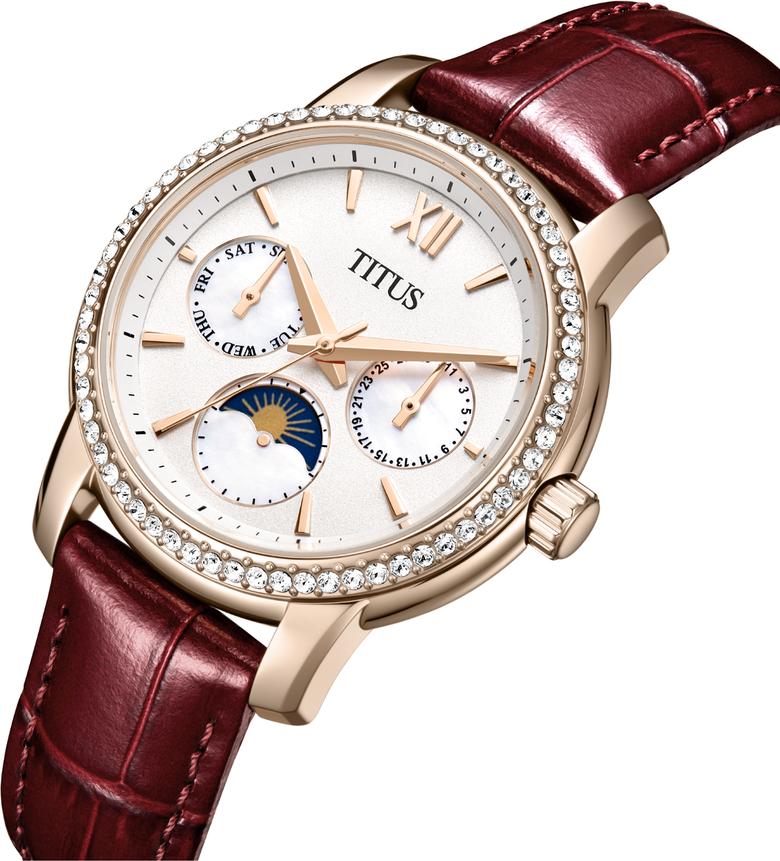 Devot Multi-function Day & Night Quartz Leather Watch  W06-03263-008