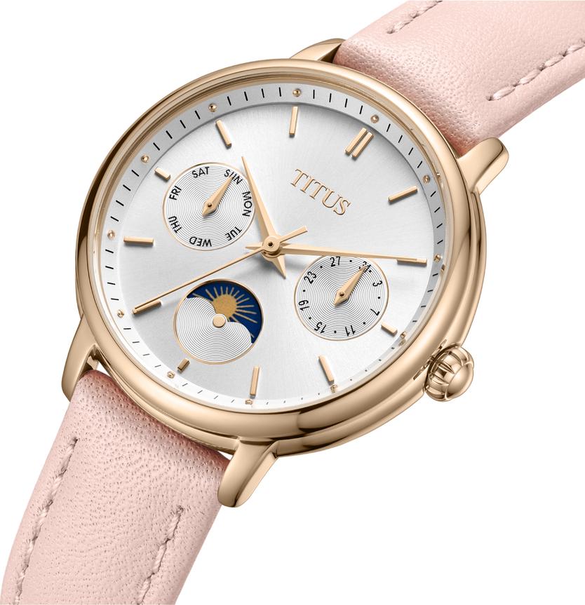 Fashionista Multi-function Day & Night Quartz Leather Watch  W06-03404-007