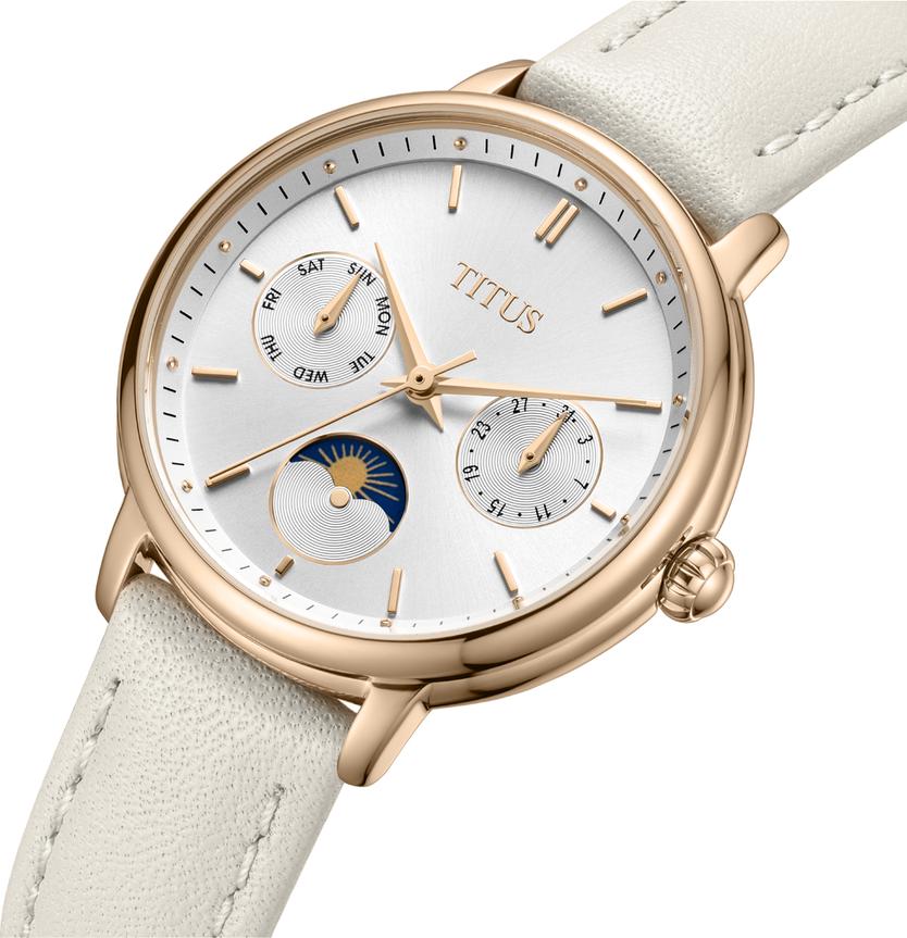 Fashionista Multi-function Day & Night Quartz Leather Watch  W06-03404-008
