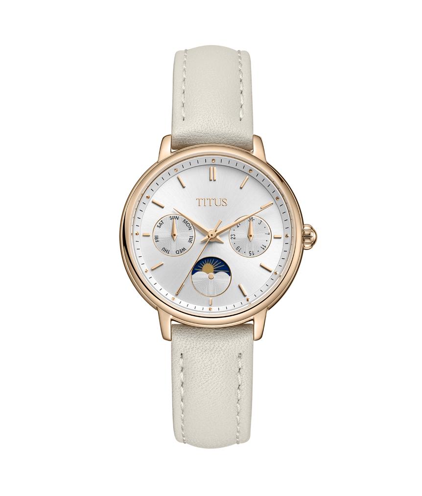 Fashionista Multi-function Day & Night Quartz Leather Watch  W06-03404-008