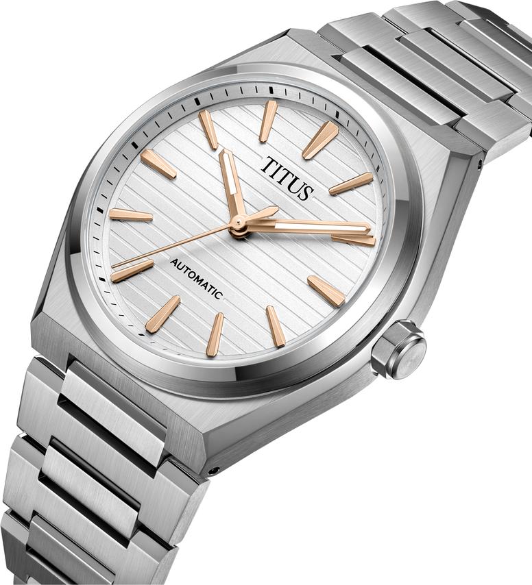 Vinyl 3 Hands Mechanical Stainless Steel Watch W06-03402-006